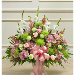 Pastel colours sympathy flower arrangement - Ikebana