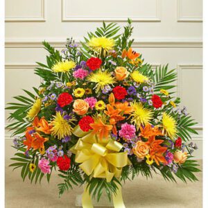 Multicolour sympathy flower arrangement - Ikebana