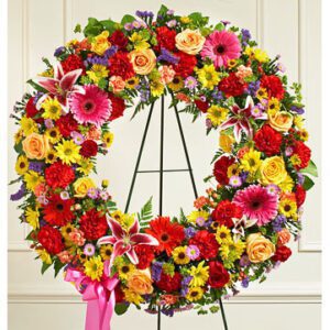 Sympathy wreath full of colours