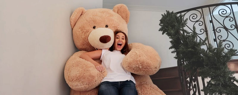 Large brown teddy bear as a Valentine's gift